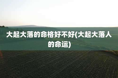 大起大落的命格好不好(大起大落人的命运)