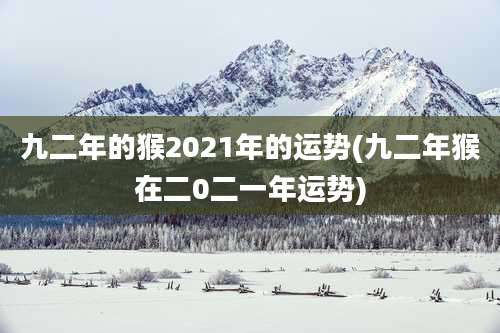 九二年的猴2021年的运势(九二年猴在二0二一年运势)