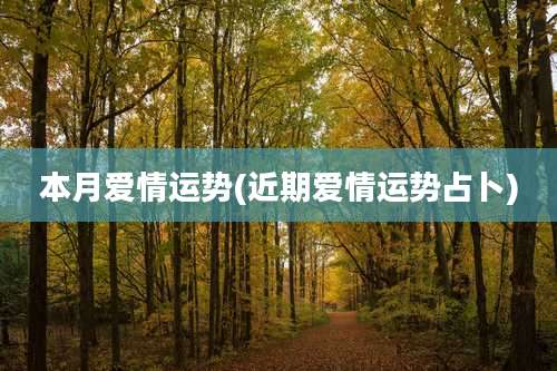 本月爱情运势(近期爱情运势占卜)