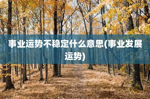 事业运势不稳定什么意思(事业发展运势)