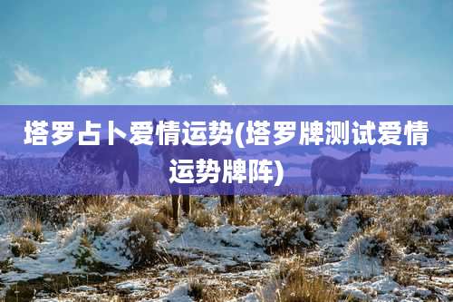 塔罗占卜爱情运势(塔罗牌测试爱情运势牌阵)