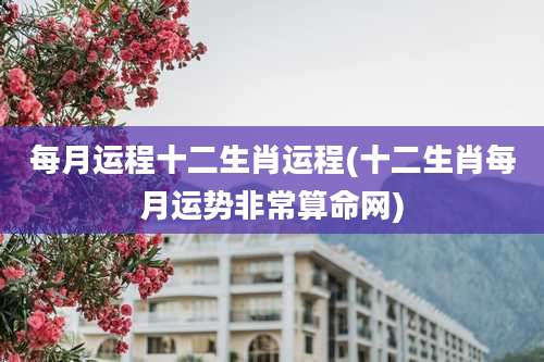 每月运程十二生肖运程(十二生肖每月运势非常算命网)
