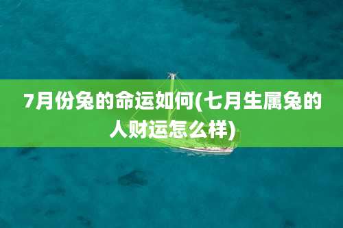 7月份兔的命运如何(七月生属兔的人财运怎么样)