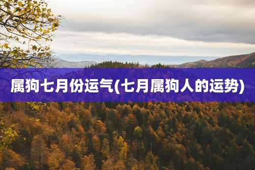 属狗七月份运气(七月属狗人的运势)