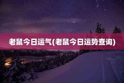 老鼠今日运气(老鼠今日运势查询)