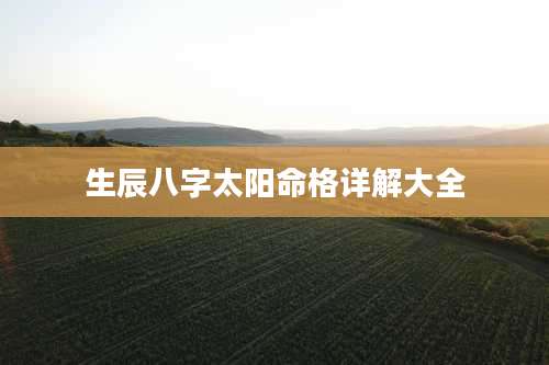 生辰八字太阳命格详解大全