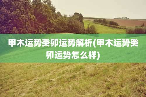 甲木运势癸卯运势解析(甲木运势癸卯运势怎么样)