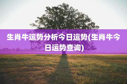 生肖牛运势分析今日运势(生肖牛今日运势查询)