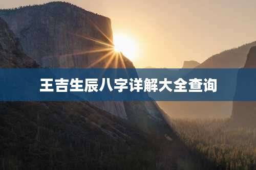 王吉生辰八字详解大全查询