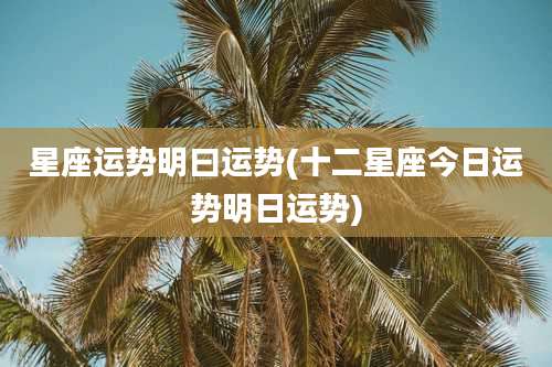 星座运势明曰运势(十二星座今日运势明日运势)