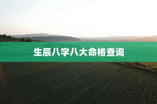 生辰八字八大命格查询
