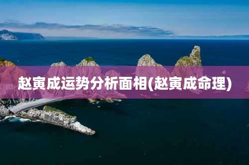 赵寅成运势分析面相(赵寅成命理)