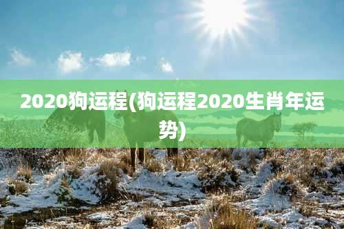 2020狗运程(狗运程2020生肖年运势)
