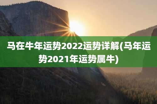 马在牛年运势2022运势详解(马年运势2021年运势属牛)