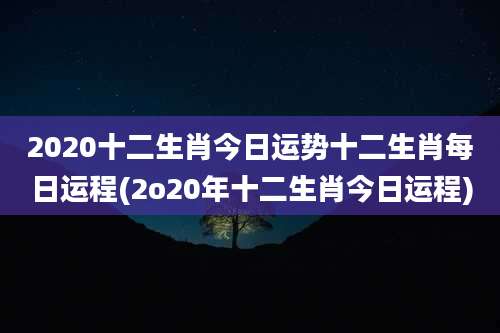 2020十二生肖今日运势十二生肖每日运程(2o20年十二生肖今日运程)