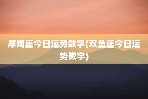 摩羯座今日运势数字(双鱼座今日运势数字)