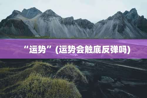 “运势”(运势会触底反弹吗)