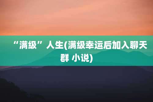 “满级”人生(满级幸运后加入聊天群 小说)