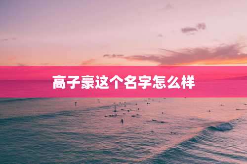 高子豪这个名字怎么样