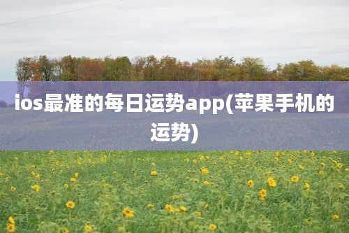 ios最准的每日运势app(苹果手机的运势)