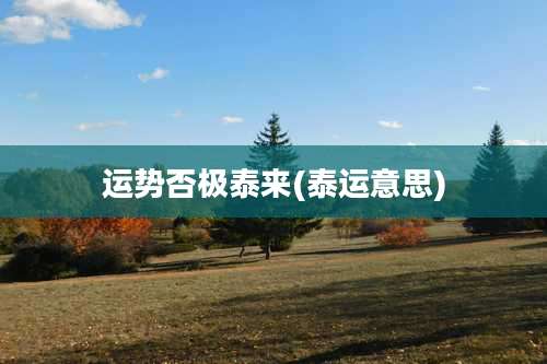 运势否极泰来(泰运意思)