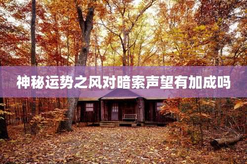 神秘运势之风对暗索声望有加成吗