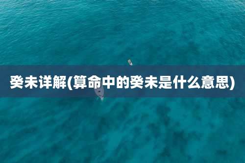 癸未详解(算命中的癸未是什么意思)