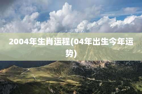 2004年生肖运程(04年出生今年运势)