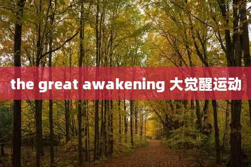 the great awakening 大觉醒运动