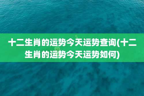 十二生肖的运势今天运势查询(十二生肖的运势今天运势如何)