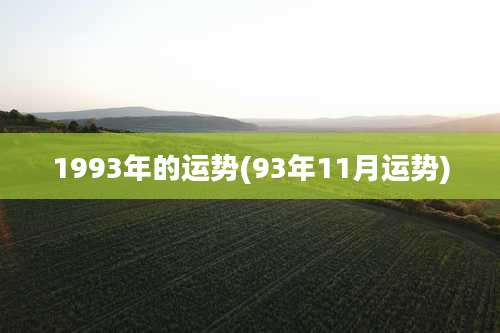 1993年的运势(93年11月运势)