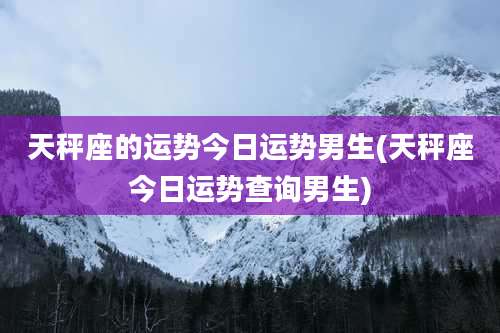 天秤座的运势今日运势男生(天秤座今日运势查询男生)