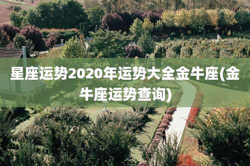 星座运势2020年运势大全金牛座(金牛座运势查询)