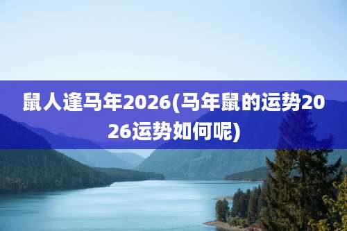 鼠人逢马年2026(马年鼠的运势2026运势如何呢)