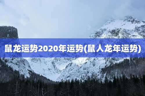 鼠龙运势2020年运势(鼠人龙年运势)