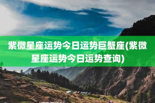 紫微星座运势今日运势巨蟹座(紫微星座运势今日运势查询)