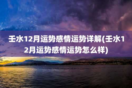 壬水12月运势感情运势详解(壬水12月运势感情运势怎么样)