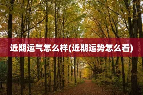 近期运气怎么样(近期运势怎么看)