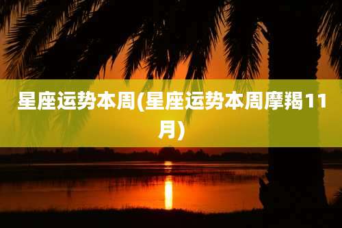 星座运势本周(星座运势本周摩羯11月)