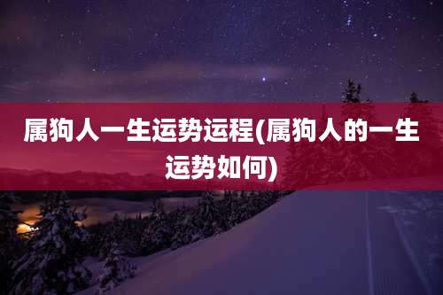 属狗人一生运势运程(属狗人的一生运势如何)