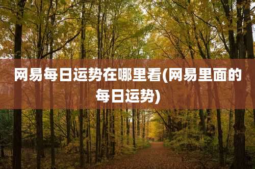 网易每日运势在哪里看(网易里面的每日运势)