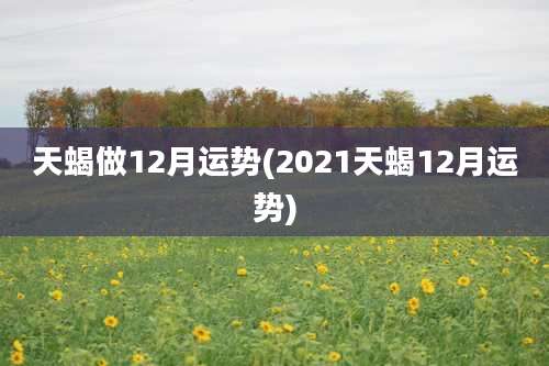 天蝎做12月运势(2021天蝎12月运势)