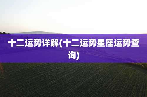十二运势详解(十二运势星座运势查询)