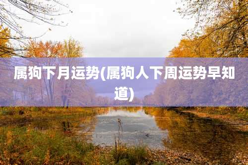 属狗下月运势(属狗人下周运势早知道)