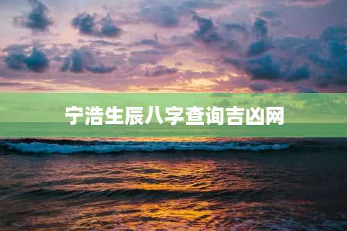 宁浩生辰八字查询吉凶网