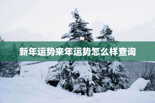 新年运势来年运势怎么样查询