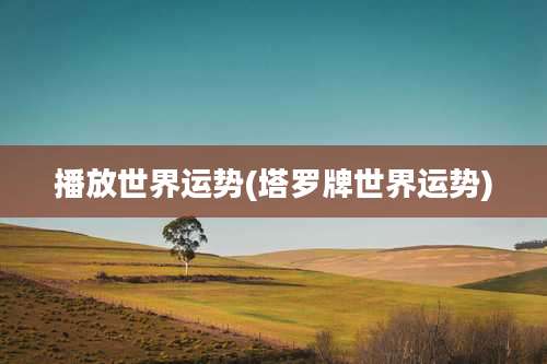 播放世界运势(塔罗牌世界运势)