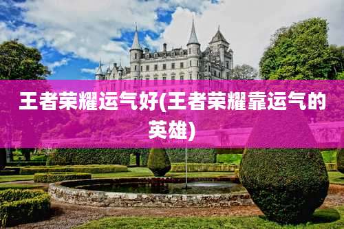 王者荣耀运气好(王者荣耀靠运气的英雄)