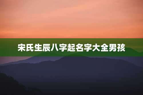 宋氏生辰八字起名字大全男孩