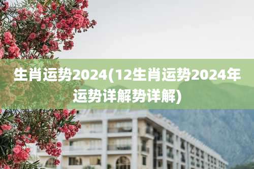 生肖运势2024(12生肖运势2024年运势详解势详解)